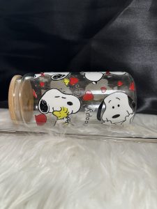 16 ounce glass Tumblr with bamboo lid and a straw